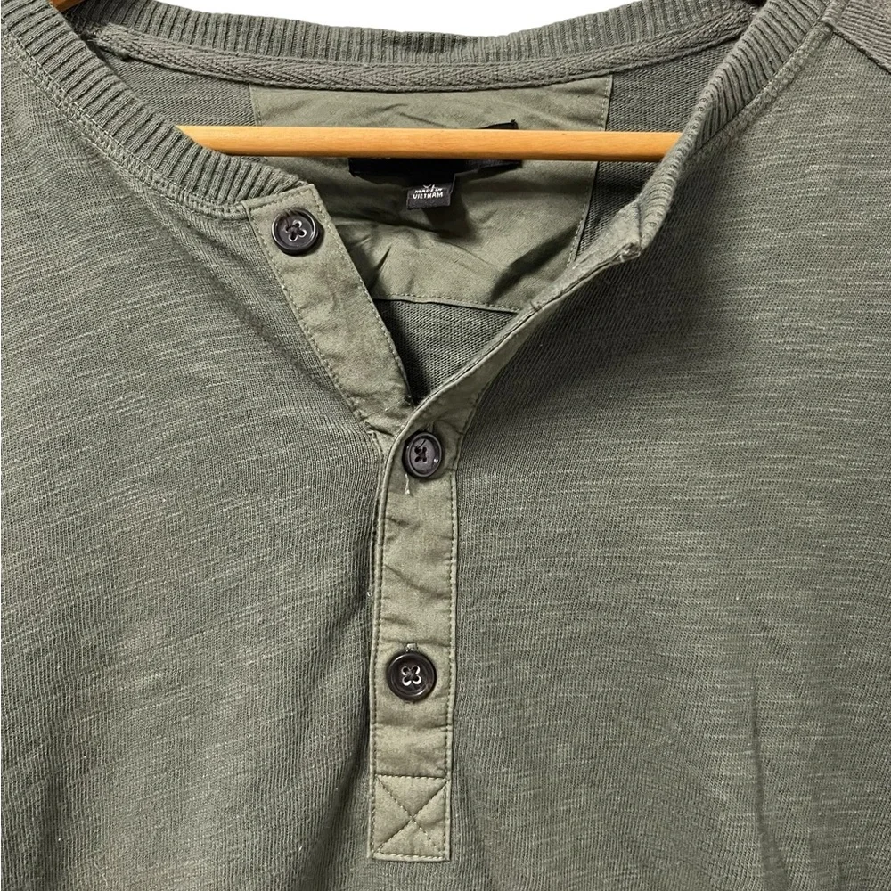 Banana Republic Henley Shirt Long Sleeve Cotton Casual Green Mens XL